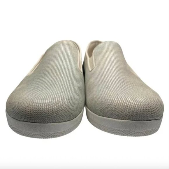 FITFLOP GLITTER CREAM GREY HOUNDSTOOTH SUPERSKATE TEXTILE WEDGE LOAFERS FLATS - Picture 2 of 10
